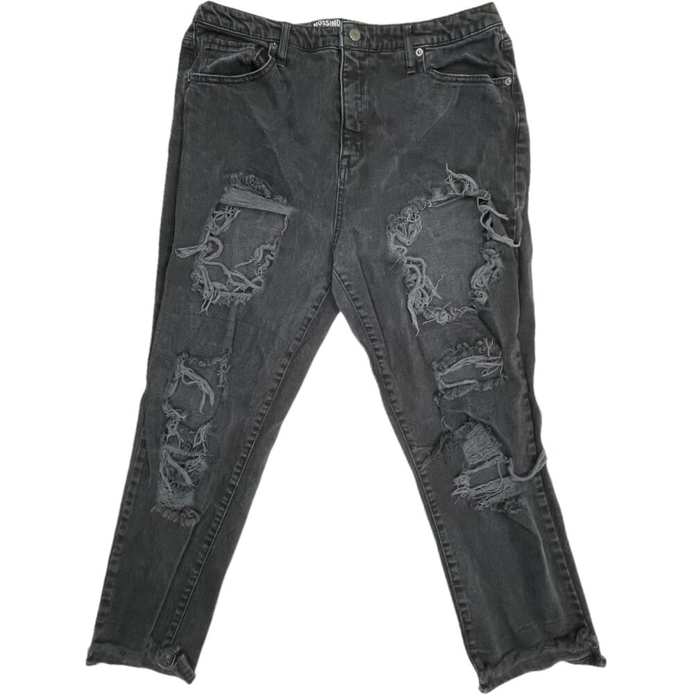 Mossimo  Jeans Womens Size 18 Gray High Rise Mom Ripped Distressed Denim Cotton